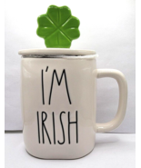 RAE DUNN Magenta Artisan Coffee Cup Mug With Cover Lid I&#39;M IRISH SHAMROC... - £15.04 GBP