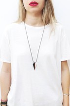 Olive Tree Wood Resin Necklace, Leather Necklace with Olive Wood Pendant, Black  - £14.97 GBP