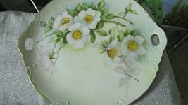 Gorgeous German Tray Two Handle Wild Roses 12&quot; Signed Arlene Weiss - £98.90 GBP