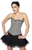 Plus Size Corset Black and White Check Gothic Costume Women Bustier Overbust Top - £60.49 GBP