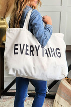 Letter Print Oversize Canvas Tote Bag - Shoulder Bags - £20.15 GBP