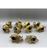 Vtg 80s Set Of 10 Brass Animal Napkin Holders Figurines Intricate Detailing - $1,670.17 MXN