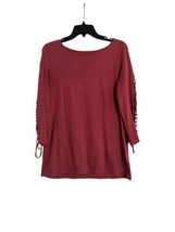 Women’s Pepin Anthropologie Rustic Red Sleeve Lace Tied Long Sleeve Blou... - £18.26 GBP
