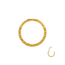 Gold Plated Stainless Steel Engraved Hinge Septum Clicker - £14.70 GBP