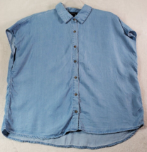 FOREVER 21 Blouse Top Womens Size Medium Blue Sleeveless Collared Button Down - £10.92 GBP