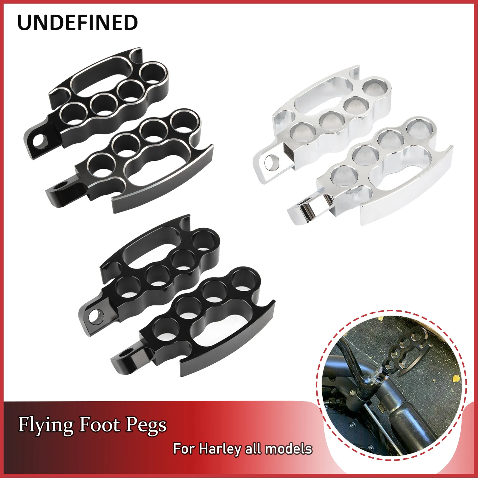 Motorcycle Flying Knuckle Foot Pegs Footrest Control Footpegs Front Rear... - $30.72