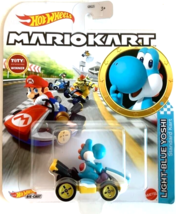 New Hot Wheels Mario Kart Light Blue Yoshi Standard Kart Mariokart 1:64 Scale - $14.06