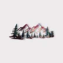 Tree &amp; Mountain Scene - Metal Wall Art - Copper and Green 26&quot; x 10 3/4&quot; - £51.31 GBP