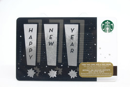 Starbucks Coffee 2015 Gift Card Happy New Year Black Stars Silver Zero Balance - £8.60 GBP