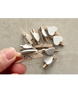 30pcs White Heart Paper Clip Wooden Pegs Wooden Clips Gift Favor Decoration - $3.50