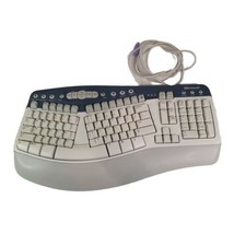 Vintage Microsoft Natural MultiMedia Keyboard 1.0A Ergonomic PS/2 WHT/BL... - $25.69