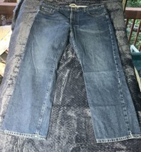 LL Bean Jeans Men 38X30 Dark Blue Straight Standard Fit Denim Work Pants - £13.22 GBP