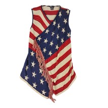 Rue 21 American Flag Fringe Wrap Sweater Vest, Made in USA Women&#39;s S Patriotic - £15.22 GBP