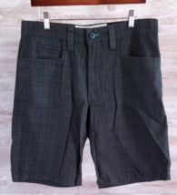 NEW Men&#39;s Aeropostale Flat Front Shorts Aero Black Plaid  Cotton 11 IN  32 - £9.53 GBP