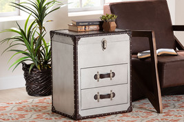 Dilan Silver Metal 2-Drawer End Table - $232.00
