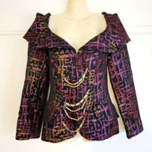 VTG Christian Lacroix Jacket Purple Black Gold Chain Coat Sz 38 Fits 2-4 (XS-S) - £559.50 GBP