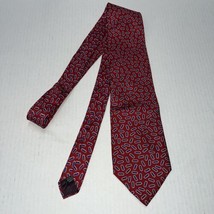 Christian Dior Men&#39;s Tie Maroon and Blue Print - £14.24 GBP