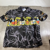 RJC Shirt Mens Small Black Short Sleeve Button Up Hawaiian Beer - $18.38