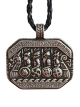 Viking Longboat Necklace Pendant Ship Odin Thor Rune Norse-Pagan Leather Cord - £9.86 GBP