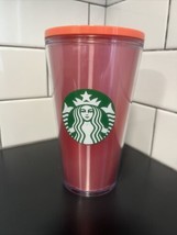 Starbucks 2019 Red Pink Holiday Holographic 16oz Acrylic Tumbler No Straw EUC - £13.56 GBP