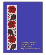 Bead Loom Red Roses Border Floral Border Bracelet Pattern PDF BP_34 - £3.91 GBP