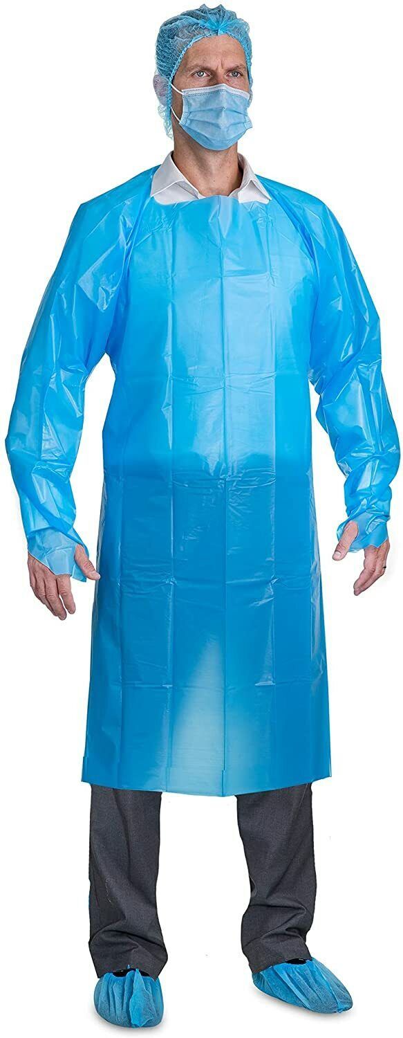 Disposable CPE 35 GSM Isolation Gown Polyethylene Medical Gowns with Thu... - $30.68+