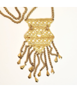 Stella and Dot Vintage Gold Colored XL Pendant Mini Bib Necklace Costume... - $42.50 CAD