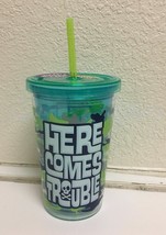 10OZ. REUSABLE BPA FREE &quot;HERE COMES TROUBLE&quot; PRINTED CUP, FREE SHIPPING - £10.33 GBP