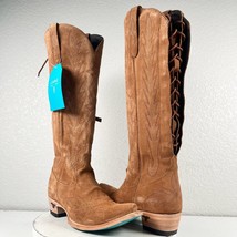 Lane LEXINGTON Knee High Womens Cowboy Boots 8 Brown Suede Western Cowgirl 17&quot; - $321.75