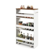 4-Tier Rolling Storage Cart Slim Kitchen Cart on Wheels with Open Shelve... - $105.20