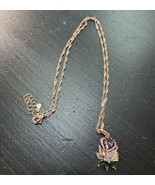 585 14K RG Stamped Purple Green Swan Gemstone Pendant 19” Necklace Clasp... - $911.17 MXN