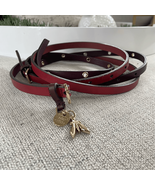 Patrizia Pepe Italian Leather Belt Gold Fly Charm Red Burgundy OSFM - $55.94 CAD