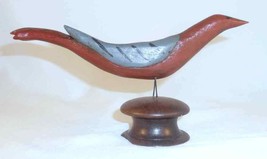 PA 20th Century Folk Art Carved Polychrome Painted Bird Mounted on Turned Knob - £173.46 GBP