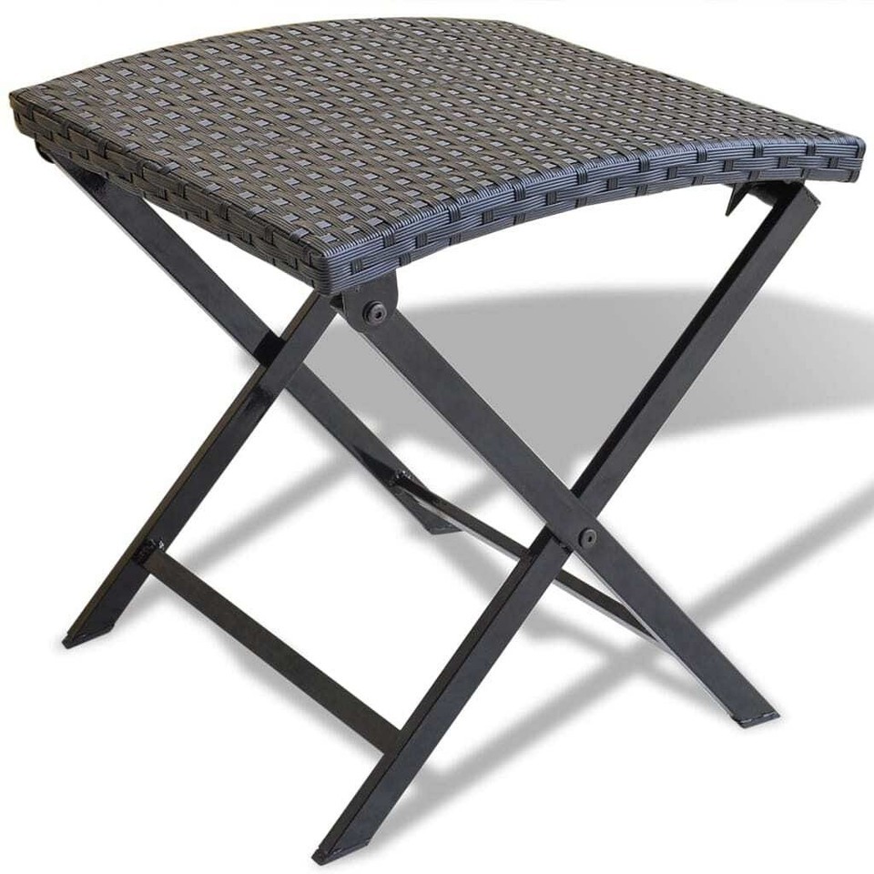 vidaXL Garden Chair Black Poly Rattan Collapsible Folding Stool Square - $84.98
