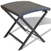vidaXL Garden Chair Black Poly Rattan Collapsible Folding Stool Square - $116.34 CAD
