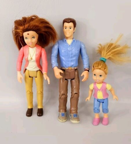Fisher Price Loving Family Brunette Mom Dad  Daughter Girl Figure Lot- R... - $19.75