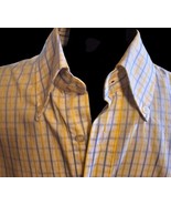 Lacoste Mens Large Plaid Button Down Shirt Long Sleeve Yellow Blue Croc ... - $27.16 CAD