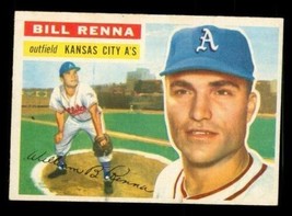 Vintage Baseball Card Topps 1956 #82 Bill Renna Outfield Kansas City A&#39;s - £7.57 GBP