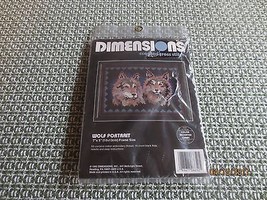 1993 Dimensions WOLF PORTRAIT Counted Cross Stitch SEALED Kit #6650 - 7" x 5" - $10.00
