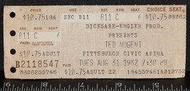 Vintage Ted Nugent Ticket Stub Agosto 31 1982 Civic Arena Pittsburgh Tob - £36.37 GBP
