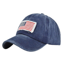 HOT Dark Blue US Flag Dyed Washed Retro - Plain Polo Patriotic Baseball Cap Hat - £12.42 GBP