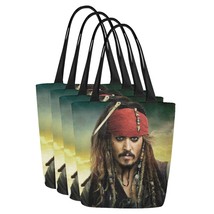 Set of FOUR Pirate Jack Sparrow Canvas Tote Bag Two Sides Printing - £43.27 GBP