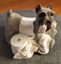 Vintage Grey Terrier Schnauzer Dog Toilet Paper Roll 1.5&quot; X 3&quot; Figurine Figure - £11.79 GBP