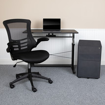 Black Desk, Chair, Cabinet Set BLN-NAN21CPX5L-BK-GG - £397.00 GBP
