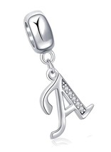 925 Sterling Silver Charms Alphabet Beads fit Pandora Charm - £39.87 GBP