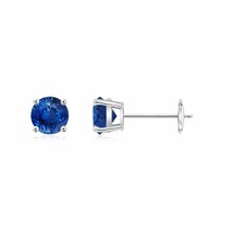 Natural Blue Sapphire Solitaire Stud Earrings in 14K Gold (Grade-AAA, 5MM) - £1,278.68 GBP