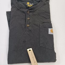 Carhartt K84 BLK Men's Black Cotton Pocket Short Sleeve Henley Shirt Sz 3XL Tall image 4