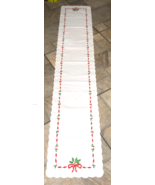 Christmas Holly &amp; Berries Mistletoe 13 1/2&quot; Wide x 70&quot; Long Table Runner - $13.58 CAD