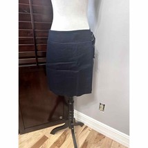 Ann Taylor Womens Straight Skirt Black Above Knee Linen Blend Buckle Pet... - $12.19