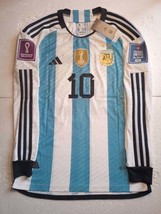 Lionel Messi Argentina World Cup Champions Match Home Long Sleeve Soccer Jersey - £103.89 GBP